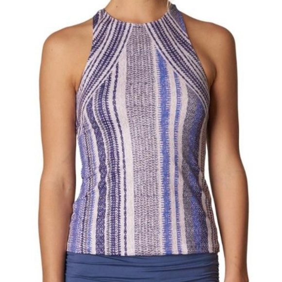 PrAna Boost Printed Tank Top Blue Knitta Women’s Sz Large - Picture 1 of 5